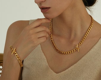 Gourmette collier grosse chaîne chaîne collier femme collier tous les jours collier superposition collier en or mère cadeau cadeau d'anniversaire