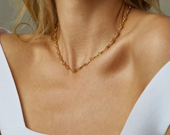 Gold Choker Gold Necklace Layering Necklace Chunky Necklace Chain Link Necklace Thick Chain Gold Chain Necklace Wife Gift Mother Gift Friend