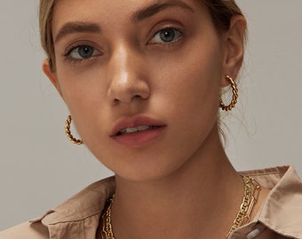 Gold Hoops Dainty Earrings Everyday Jewelry Huggie Earrings Minimalist Earrings Stud Earrings Gold Hoop Earrings Thick Hoops Gifts For Mom