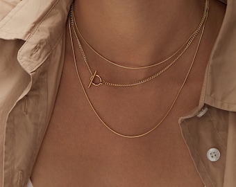 Collier délicat, collier pour tous les jours, collier en or, collier ras de cou, superposition de collier, collier minimaliste, collier en argent, cadeau d'anniversaire pour elle