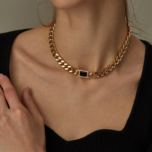 Chunky Necklace Gold Choker Link Chain Necklace Thick Chain Necklace Chunky Chain Statement Necklace Gold Chain Necklace Gift Mothers Day