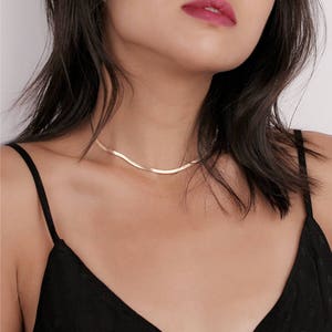 Flat Snake Chain Herringbone Chain 18K Snake Chain Gold Choker Gold Necklace Flat Chain Gold Chain Gold Snake Chain Mother Gift Birthday