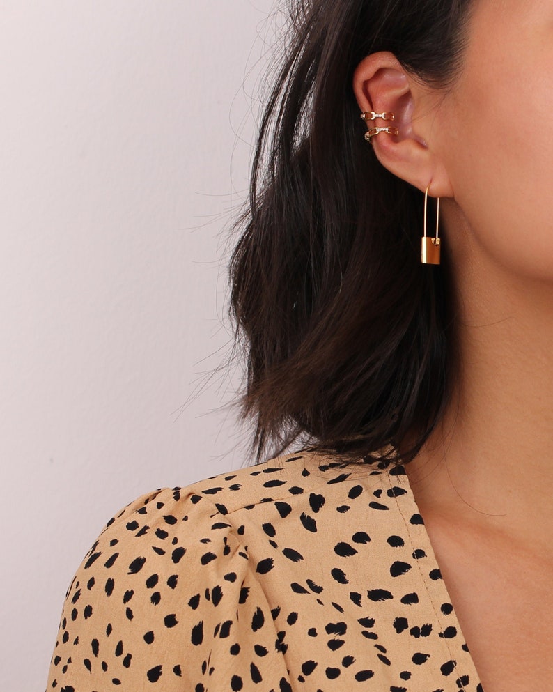 Padlock Earrings Lock Pendant Earring Lock Hoop Earring Etsy