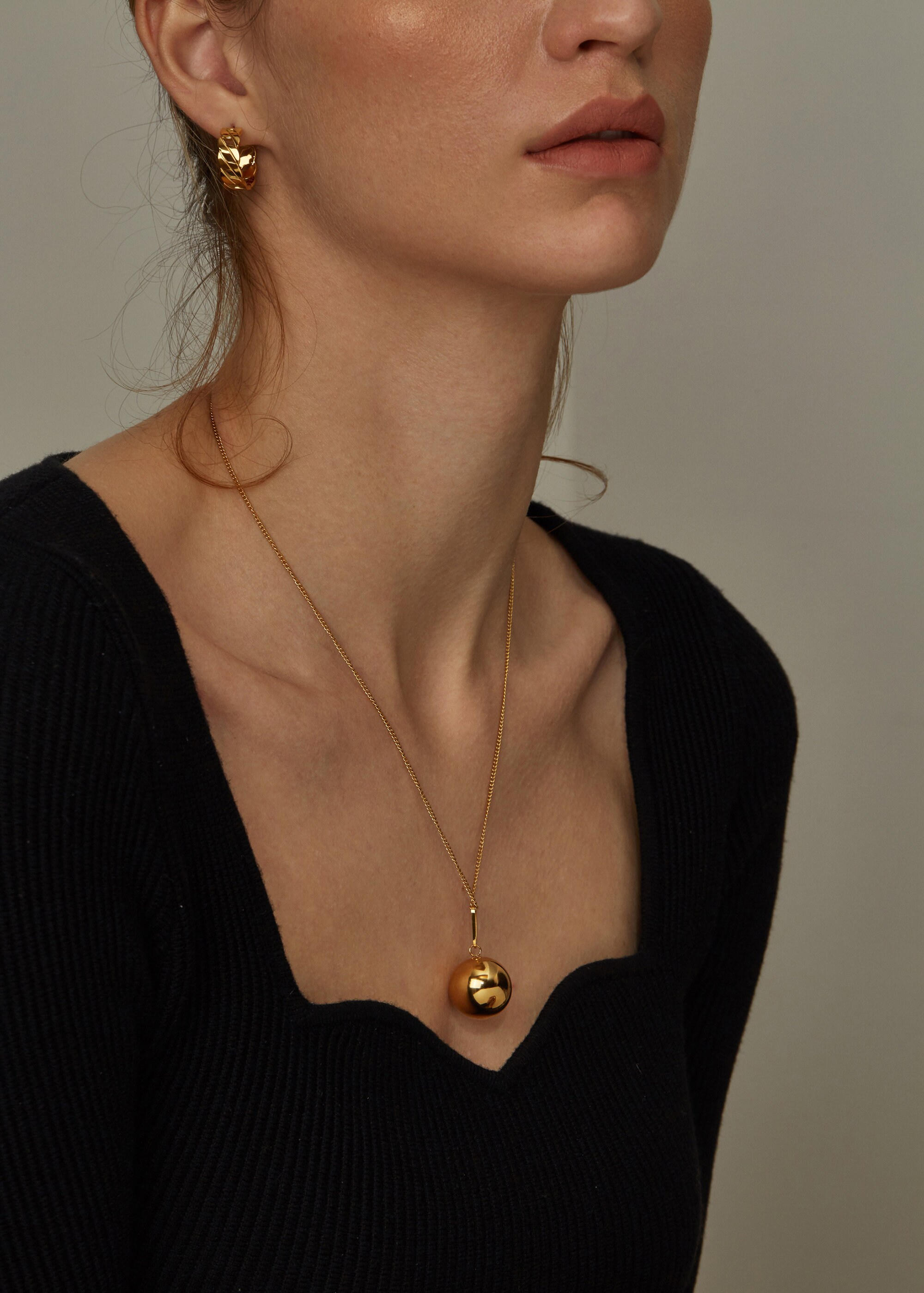 Gold Ball Necklace Disco Ball Necklace 