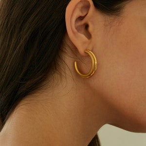 Double Hoops Gold Hoops Gold Earrings Gold Hoop Earrings Thick Earrings Everyday Earrings Hoop Earrings Stud Earrings Thick Gold Hoops