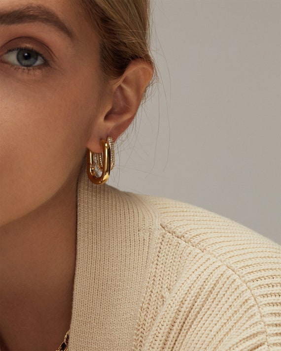 Gold sale rectangle hoops