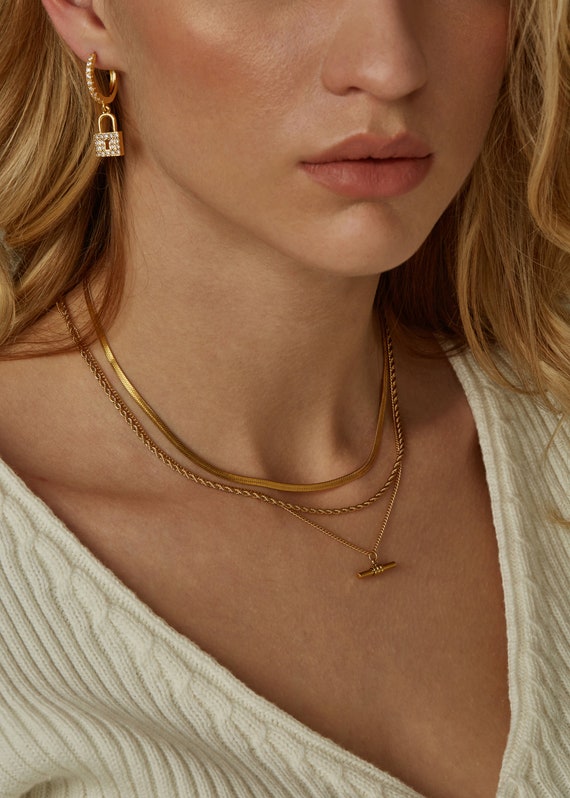 Gold T Bar Necklace Vintage Bar 