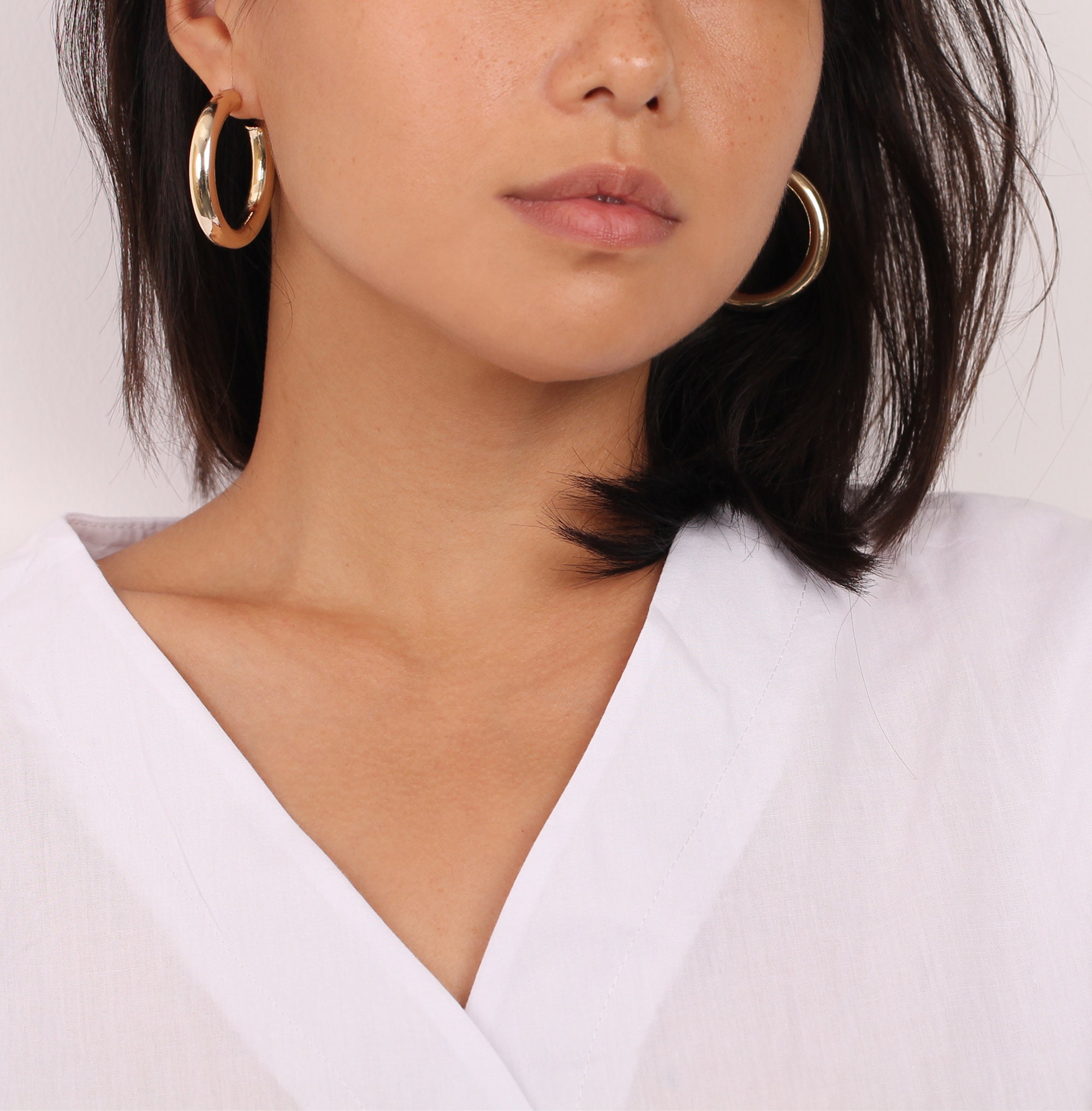 Bold Hoop Earrings thick hoop earrings Silver Hoop Earrings Chunky Gold Hoop Earrings