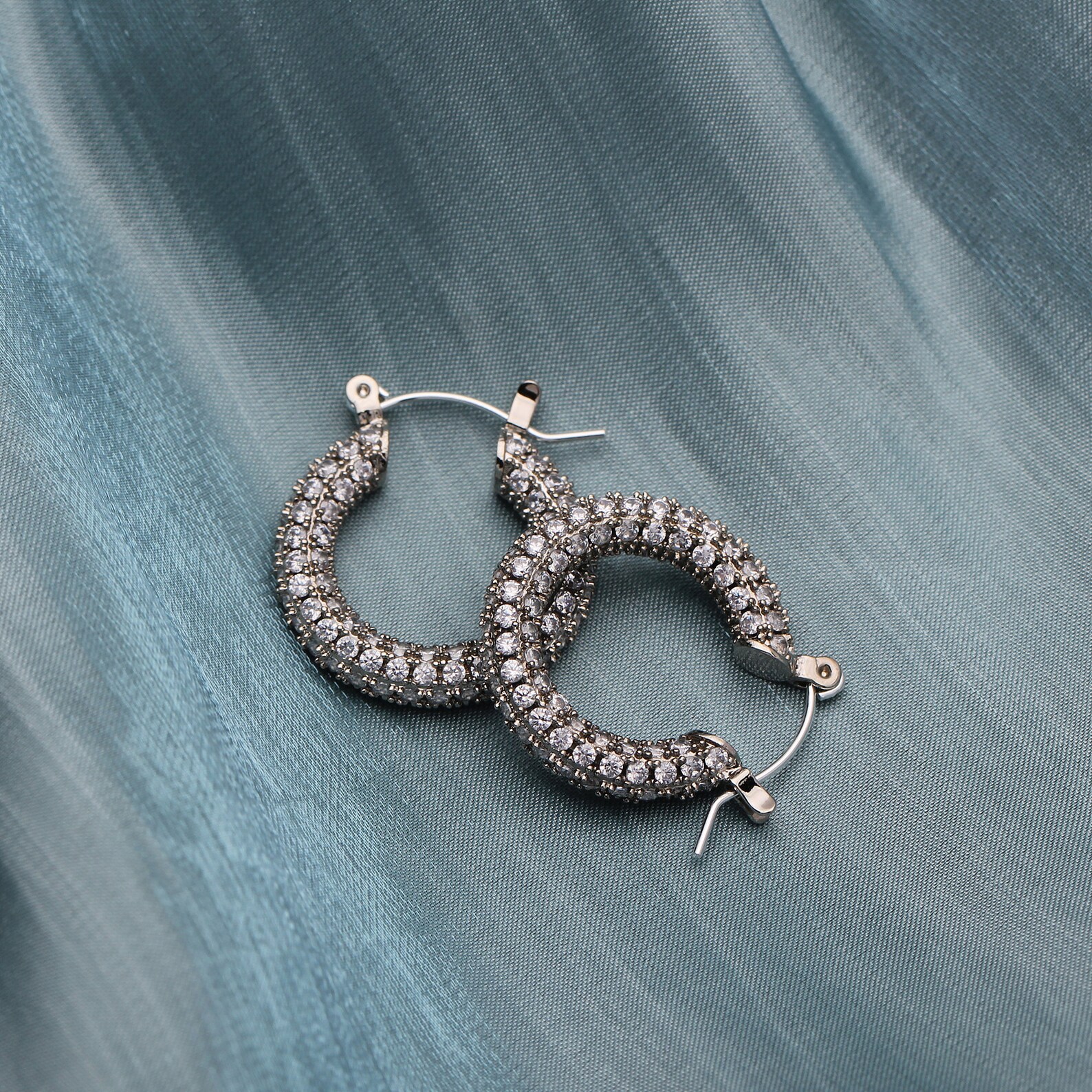 Micro Pave Hoops Pave Hoop Earrings Cubic Diamond Hoops | Etsy