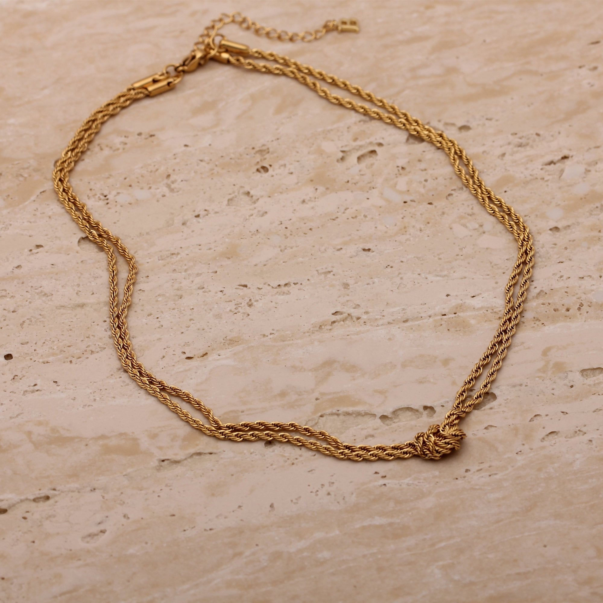 Double Rope Necklace Knot Rope Necklace Gold Rope Chain Etsy
