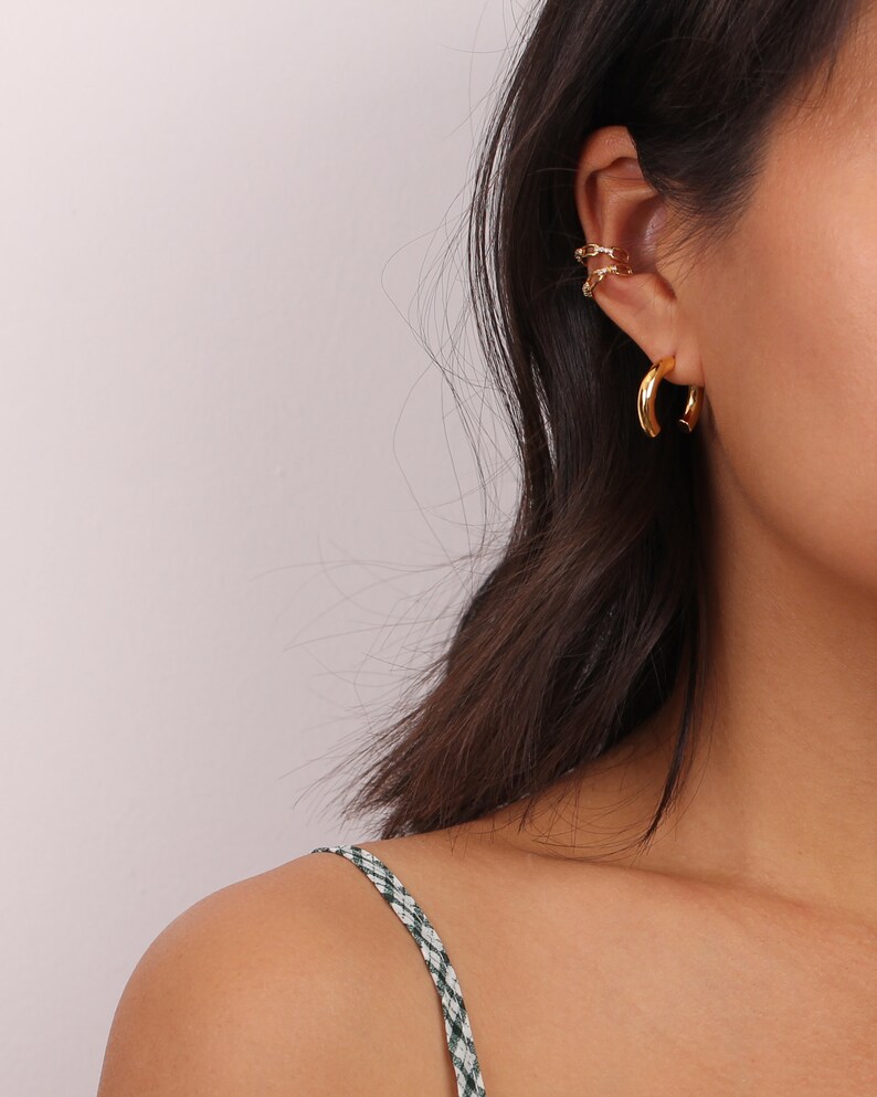 Half Hoop Earrings Open Hoop Earrings Chunky Hoop Earrings Etsy