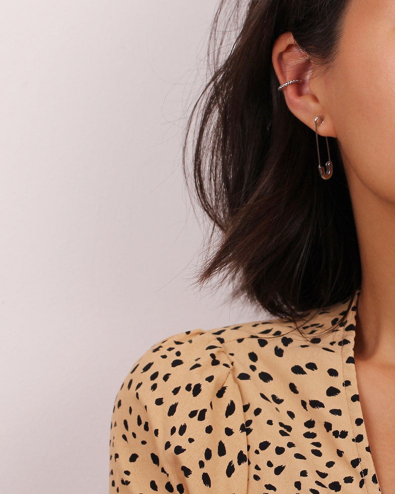 Safety Pin Earrings Cartilage Earrings Safety Pin Hoops Etsy