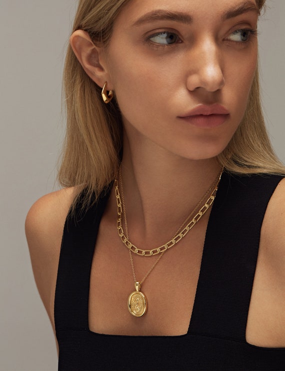 Medallion Necklace Gold Coin Necklace Boho Necklace Gold Necklace
