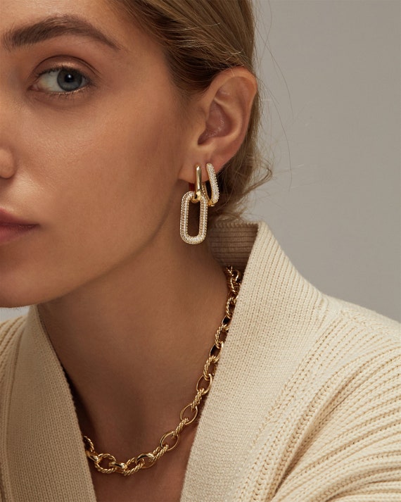 Double hoop dangle earrings deals