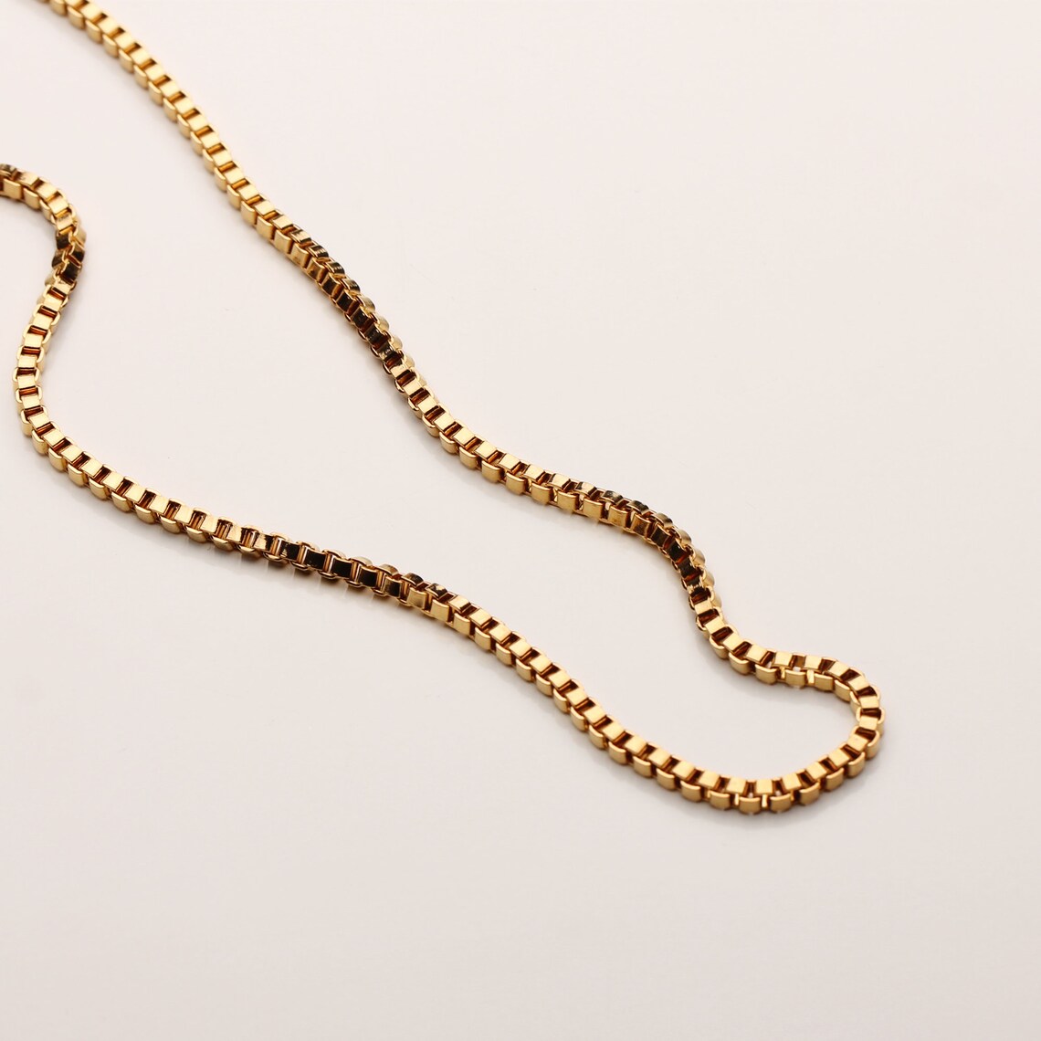 Box Chain Necklace Chunky Necklace Gold Box Chain Gold Etsy