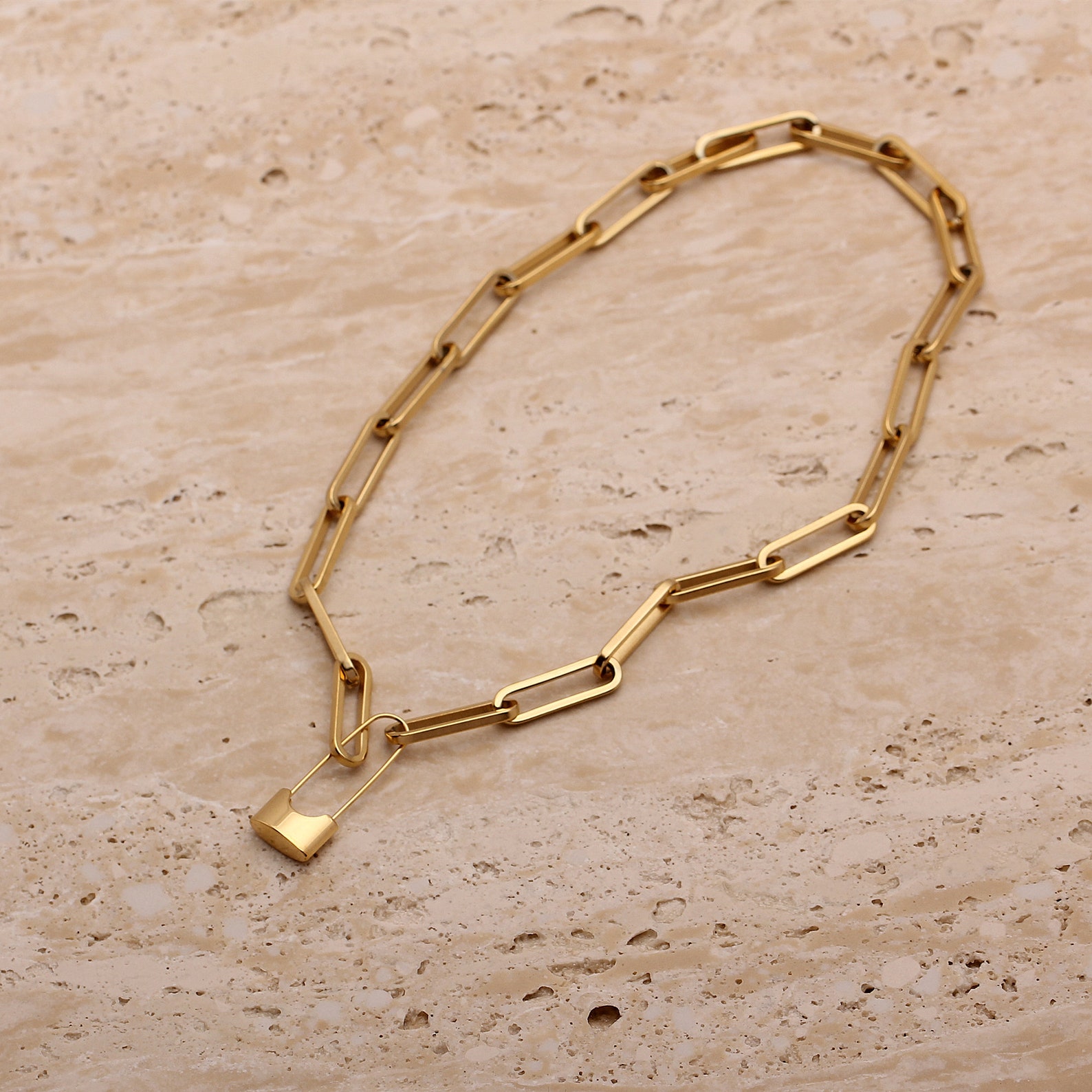 Gold Lock Necklace Padlock Necklace Lock Charm Necklace Etsy