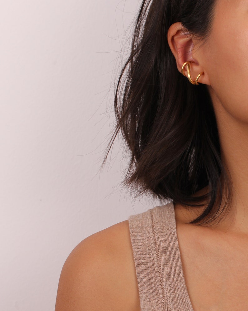 Triple Hoop Earrings Triple Hoops Hoop Cuff Earring Ear Etsy