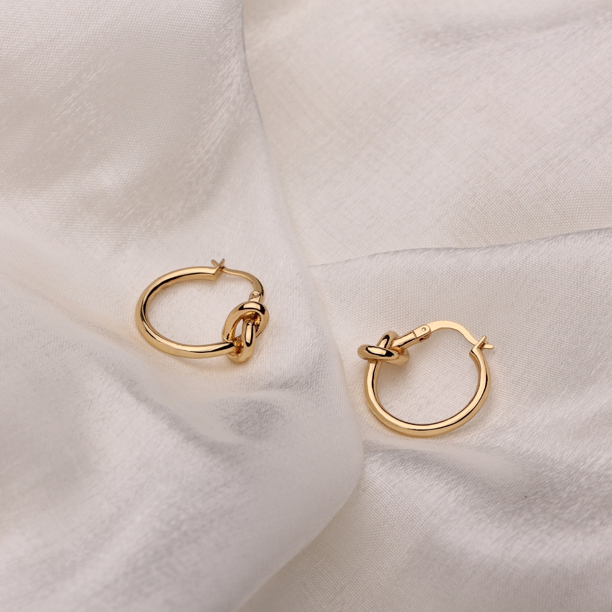 Gold Knot Hoops Knot Hoop Earrings Minimalist Hoops Love Etsy