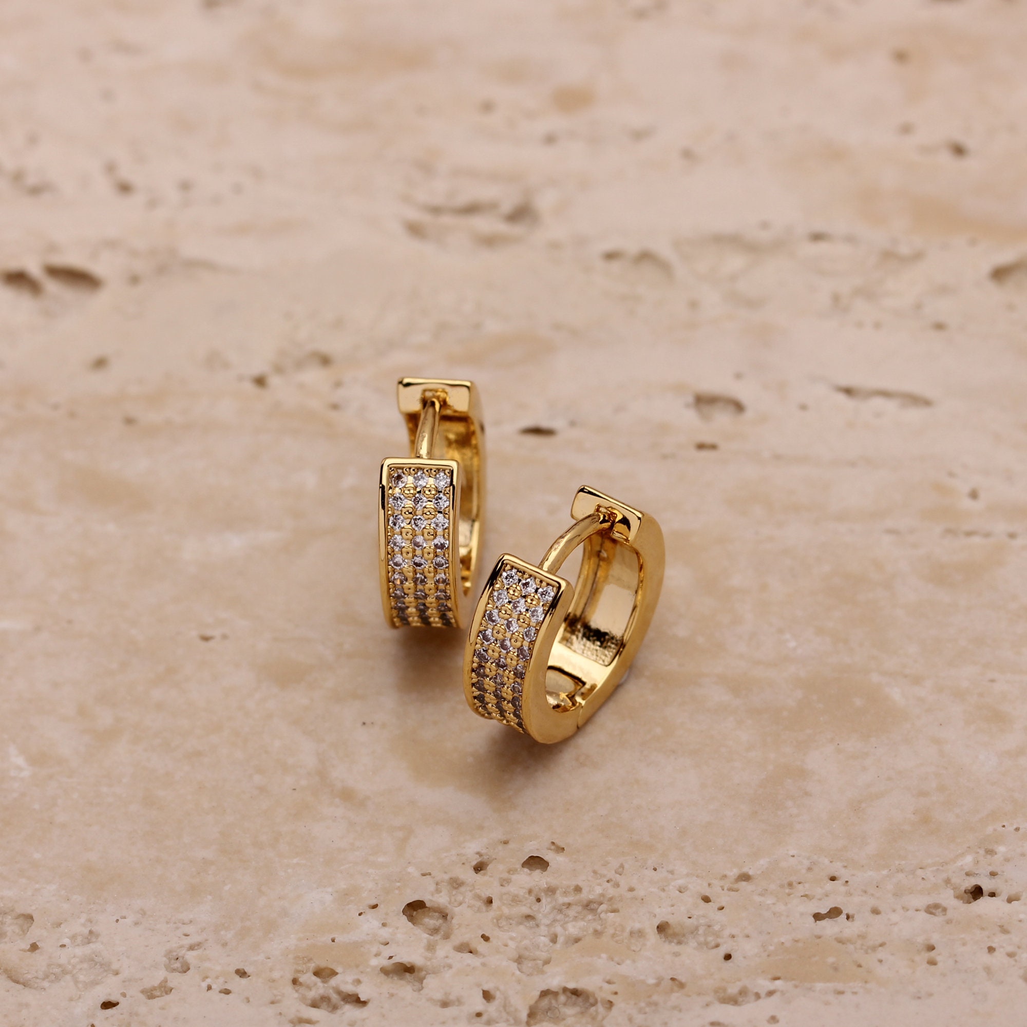 CZ Wide Hoops Bold CZ Hoops Chunky Cubic Hoops Cubic Etsy UK