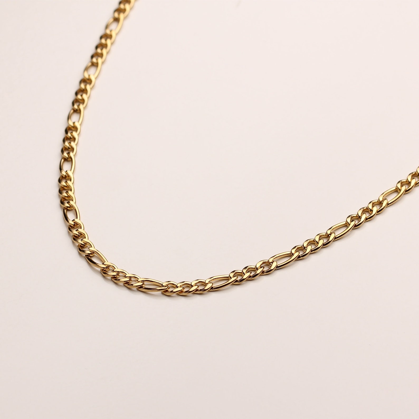 Gold Figaro Necklace Figaro Necklace Thick Figaro Chain Etsy
