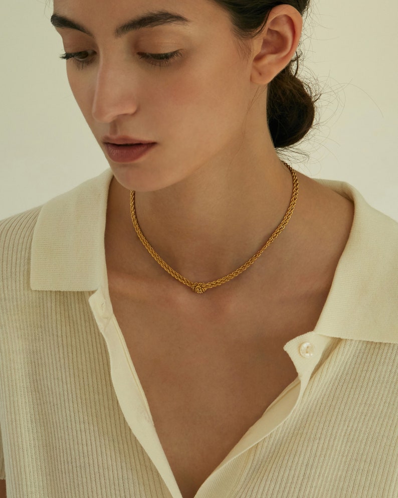Double Rope Necklace Knot Rope Necklace Gold Rope Chain Etsy