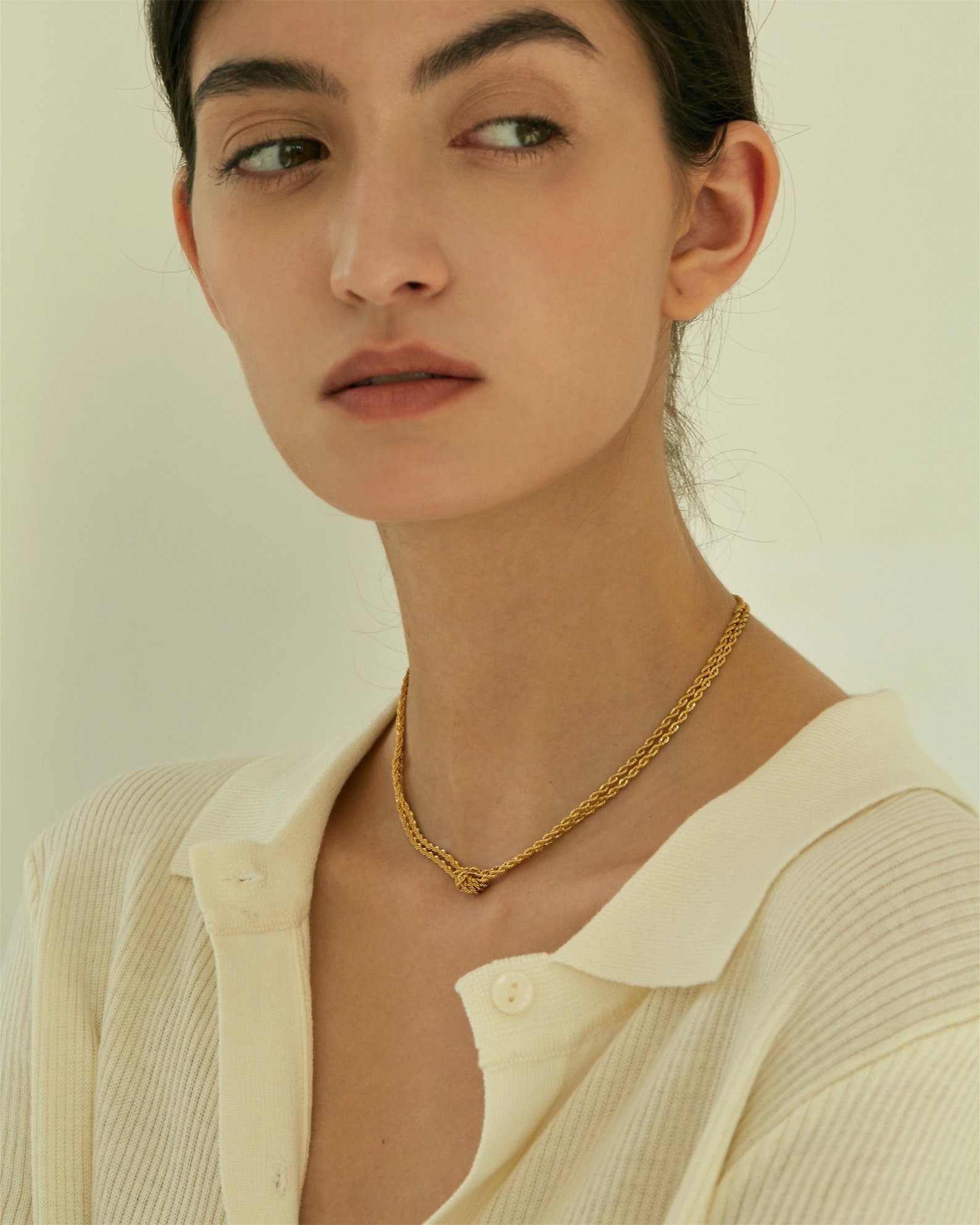 Double Rope Necklace Knot Rope Necklace Gold Rope Chain Etsy