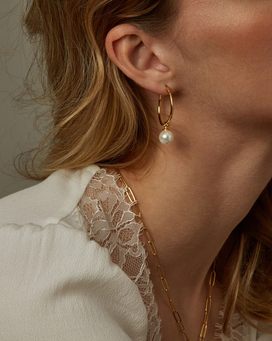 Large Hoop Earrings Pearl Drop Hoops Hoop pearl Earrings Etsy