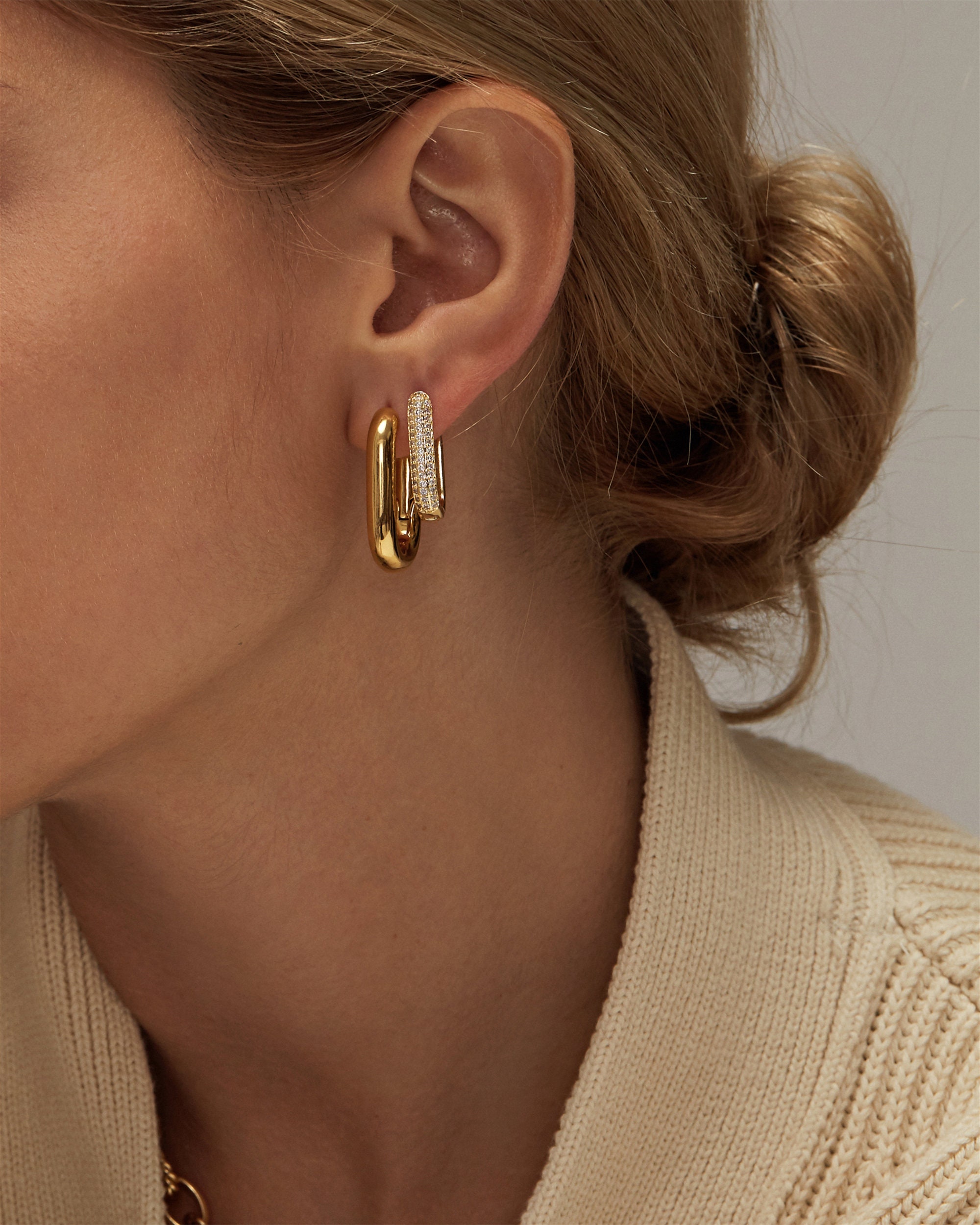 Gold Rectangle Hoops Geometric Hoops Chunky Hoop Earrings Bold
