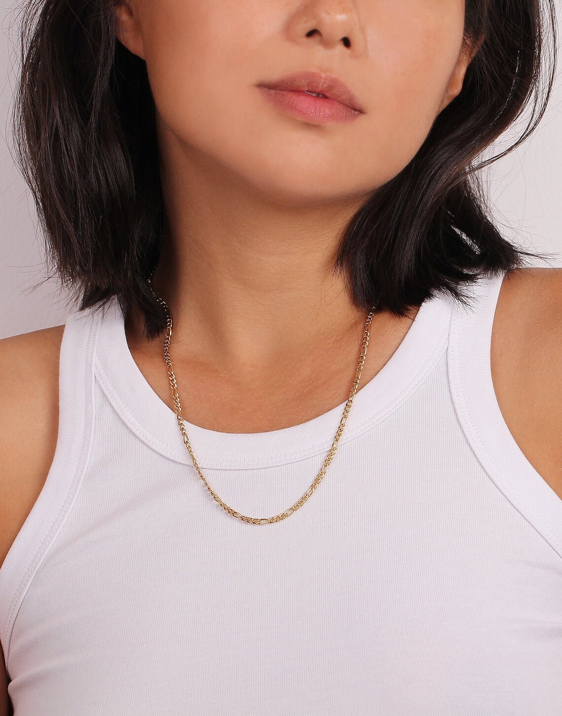 Gold Figaro Necklace Dainty Gold Choker 