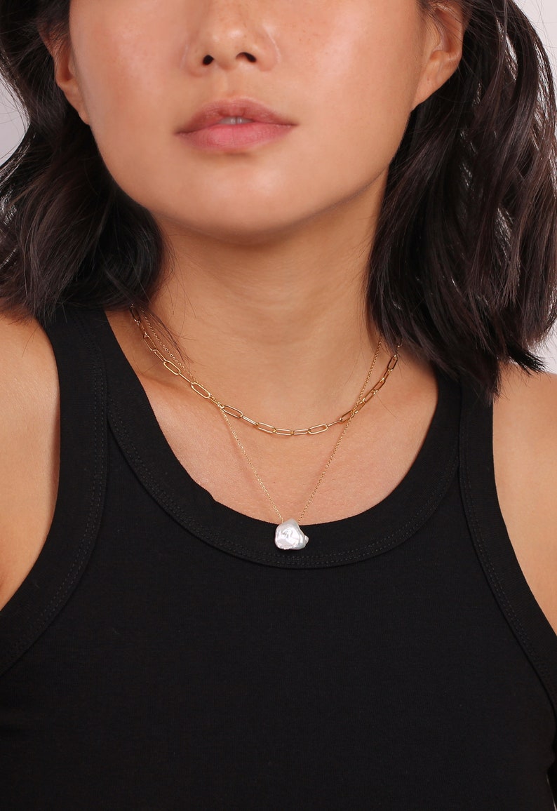 Rectangle Chain Link Chain Choker Thick Gold Choker Cable Chain Necklace Chunky Choker Gold Drawn Flat Cable Layer Gold Chain Choker