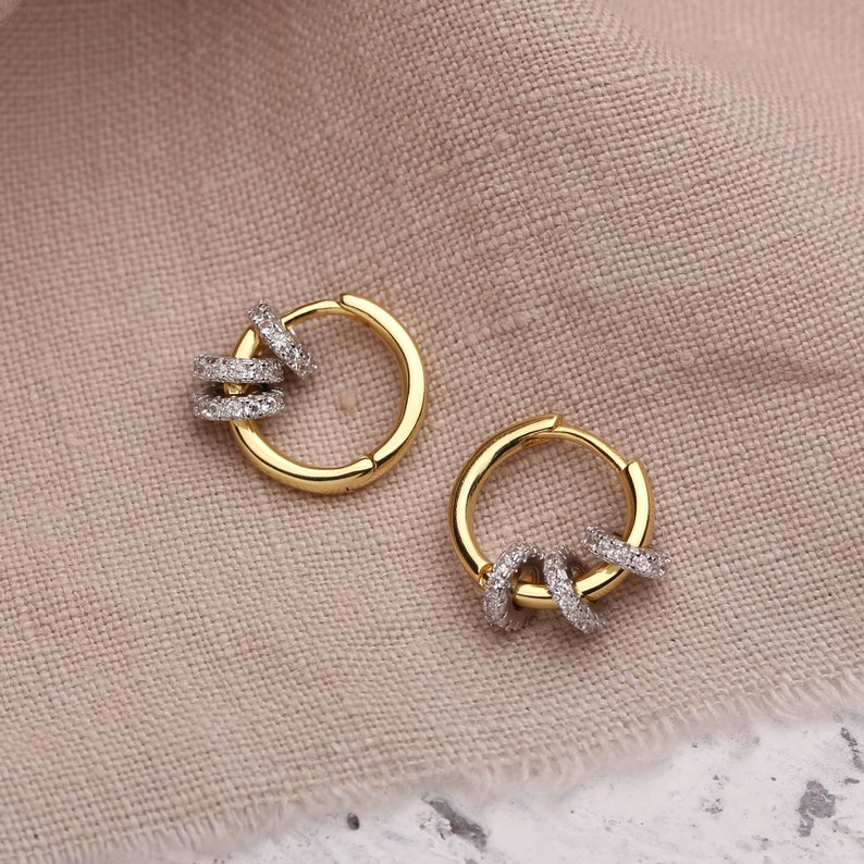 Mini Hoop Earrings Cartilage Hoops CZ Charm Hoops Micro Pave Charms Gold Huggie Hoops Simple Tiny Hoop Earrings Dainty Hoop Earrings