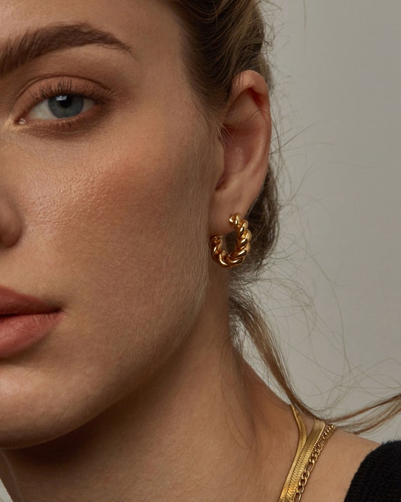 Buy Twisted Earrings Hoop Earrings Gold Earrings Huggie Earrings