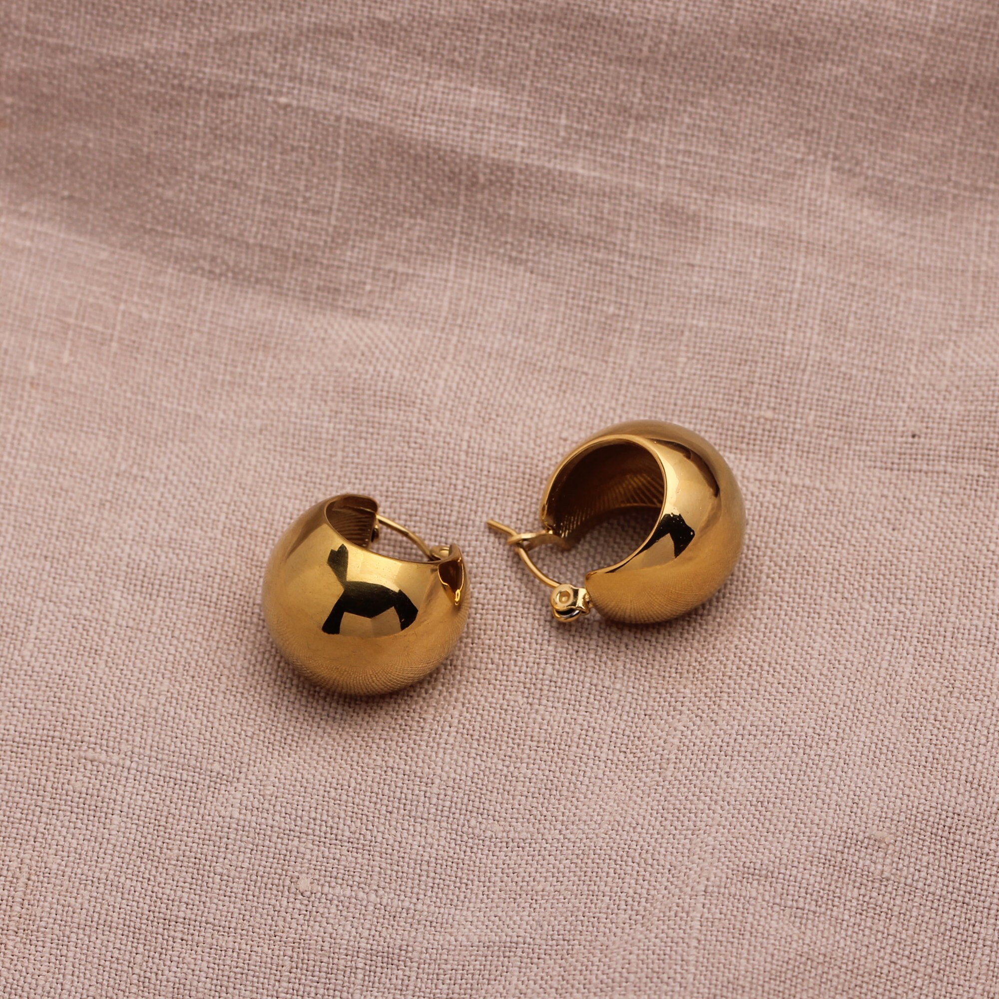 Dome Hoop Earrings Gold Dome Hoops Vintage Dome Hoops Etsy