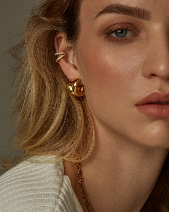 Chunky double hoop on sale earrings