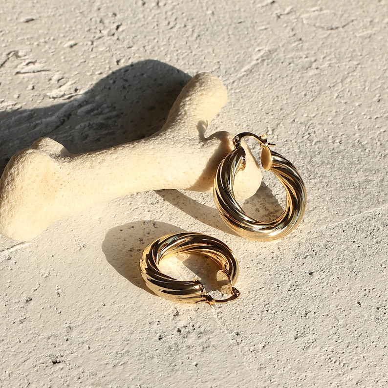 Chunky Hoops Gold Hoop Thick Hoop Twisted Hoop Hoop Earrings Gold ...