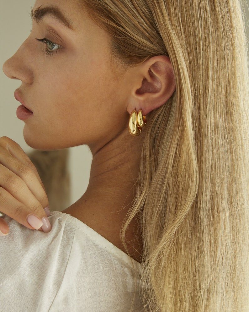 Teardrop Hoops Oval Good Hoops Large Hoop Earrings Oval Etsy