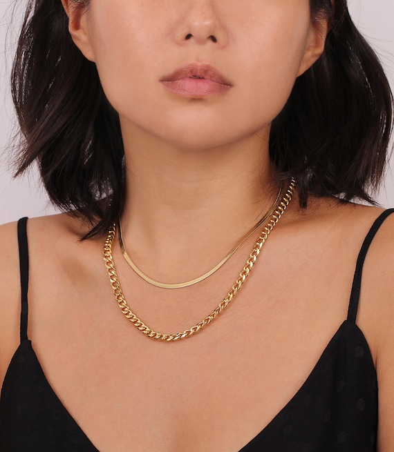 Flat Curb Necklace Chunky Chain Choker 