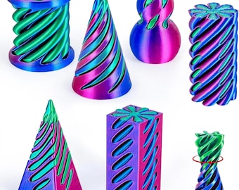 6 Pack Spiral Cone Fidget Toys 3D Printed Impossible Passthrough Pyramid Pillar Gourd Helix Screw Toys for Anxiety Relaxing