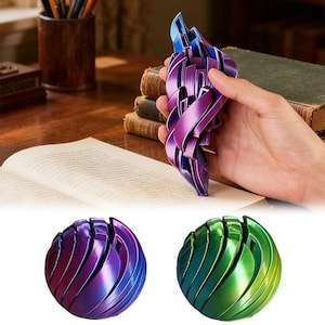 3D-utskriven spiralformad fidgetleksak med flödesboll, tillfredsställande skrivbordsleksak för barn och vuxna, interaktiv klickerpryl, födelsedagspresent