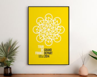 Tour de France Yorkshire 2014 Yorkshire Rose Giclée Print – Stages 1 & 2