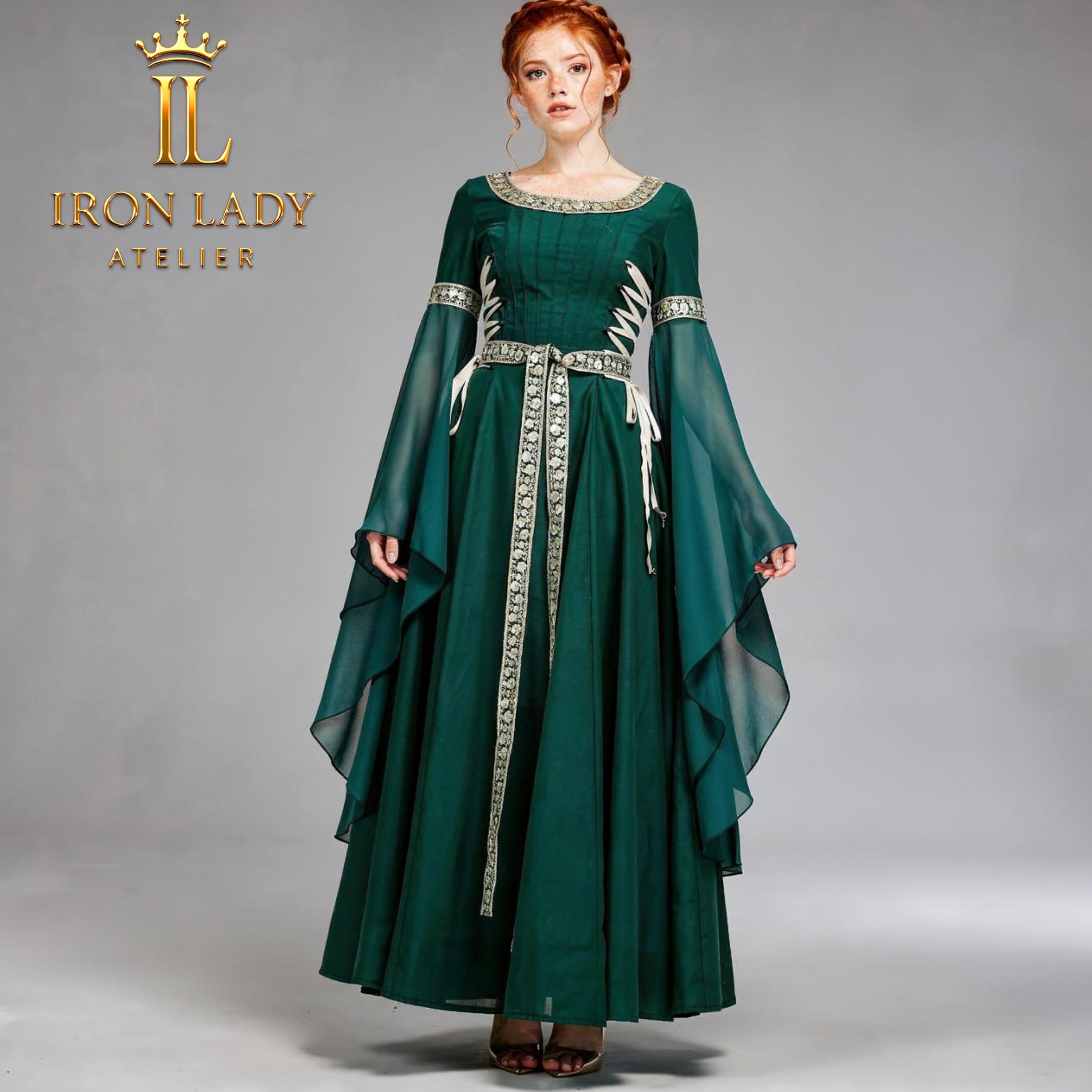 emerald green fantasy dress Emerald Green Beaded Satin Overskirt Prom Dresses Pageant Gown 67428 –  Viniodress main image 1