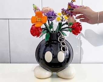 Vaso in ceramica a forma di bomba, vaso per fiori originale, decorazione unica per la casa, regalo per la stanza dei giocatori.