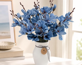 Bouquet di magnolie artificiali, stelo di fiori in seta sintetica, composizione per tavolo da matrimonio, decorazione per la casa