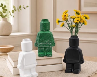 Vaso a forma di robot in resina, vaso da fiori in stile nordico, complemento d'arredo moderno, fioriera da scrivania.