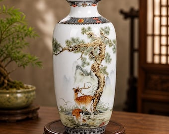 Vaso in ceramica di Jingdezhen, arte cinese in porcellana, complemento d'arredo tradizionale per il soggiorno.