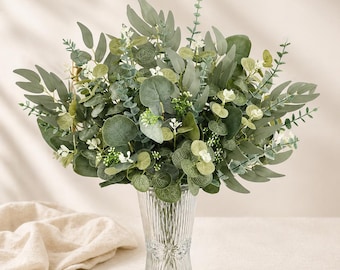 20Pcs Artificial Eucalyptus Stems | Faux Greenery Vase Filler | Silk Leaves for Wedding & Farmhouse Decor