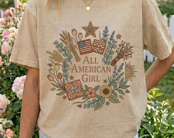 All American Girl PNG, American Flag PNG, Patriotic PNG, American Made Png, Whimsy Png, Girly Png, Dainty Png, Memorial Day Png