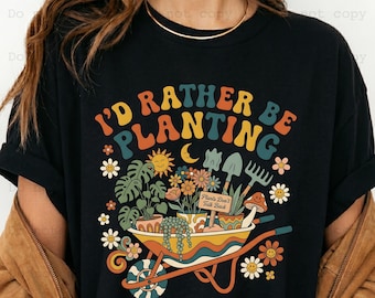 I'd Rather Be Planting PNG, Garden Lover, Humor Doodle, Gardening Obsessed Club PNG, Potted Plant Garden