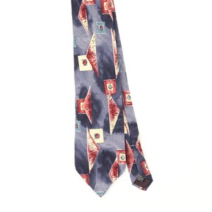 Cravatta vintage Halston in seta anni '90 con motivo astratto blu da uomo