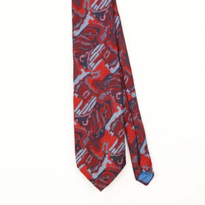 Damon Vintage Polyester Slips 1980-tals Röd Abstrakt Mönster Bred Herrslips
